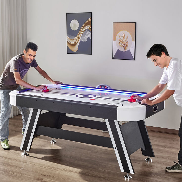 72in Air Powered Hockey Table with Electronic Scoring and LED Display