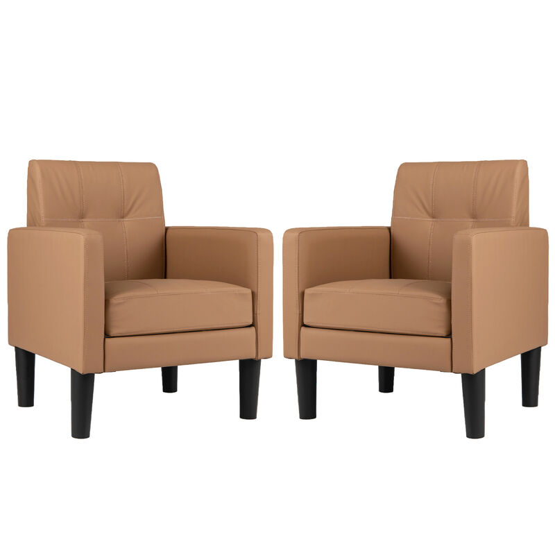 Set of 2 PU Leather Accent Chairs with Removable Cushions for Living Room image number 0