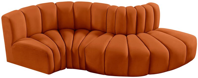 Meridian Furniture Arc Cognac Velvet Modular Sofa image number 3