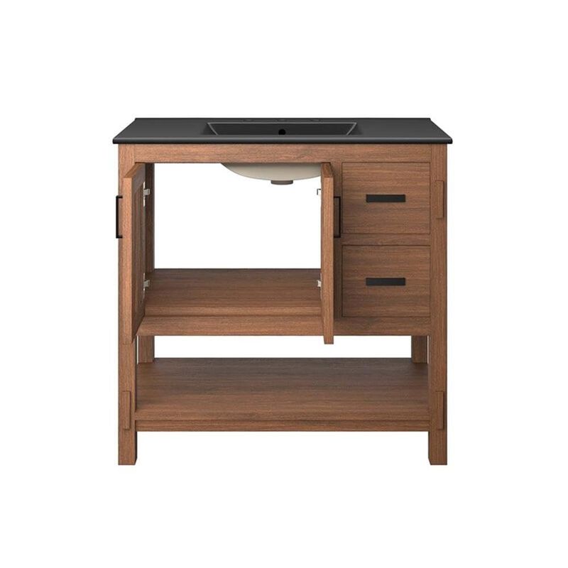 Modway EEI-6535-WAL-BLK Ashlyn 36&rdquo; Wood Bathroom Vanity, Walnut Black image number 7