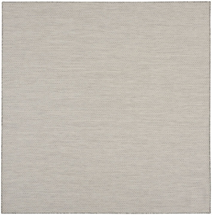 HomeRoots 6' Ivory And Silver Square Geometric Indoor Outdoor Area Rug