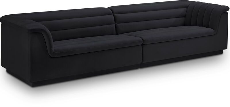 Meridian Furniture Cascade Black Velvet Fabric Modular Sofa image number 0