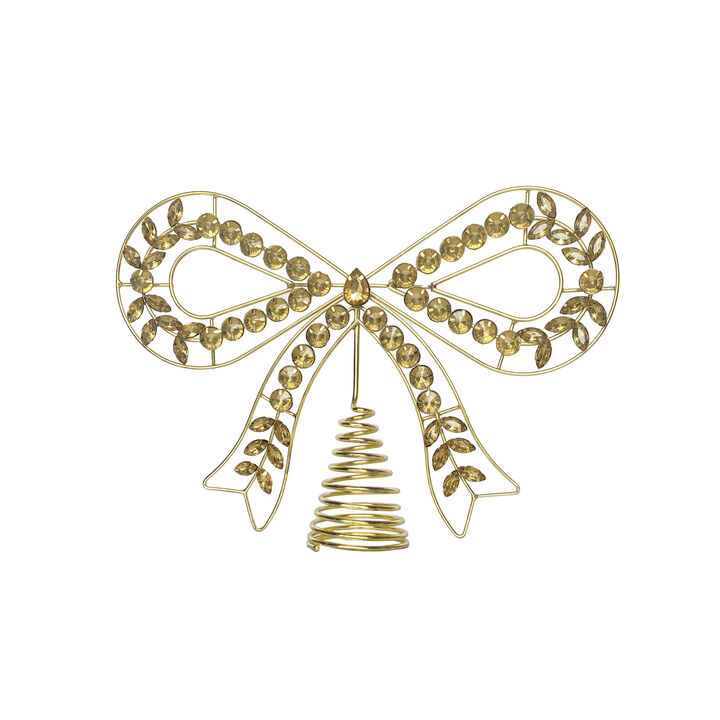 Golden Iron Bow Tree Topper with Acrylic Jewels