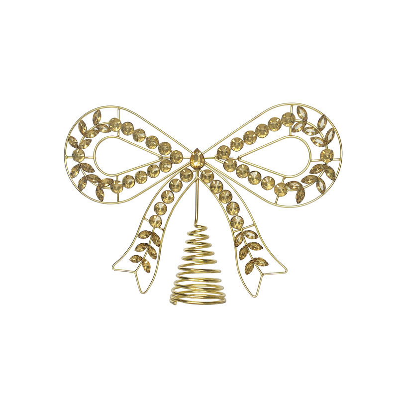 Golden Iron Bow Tree Topper with Acrylic Jewels image number 0
