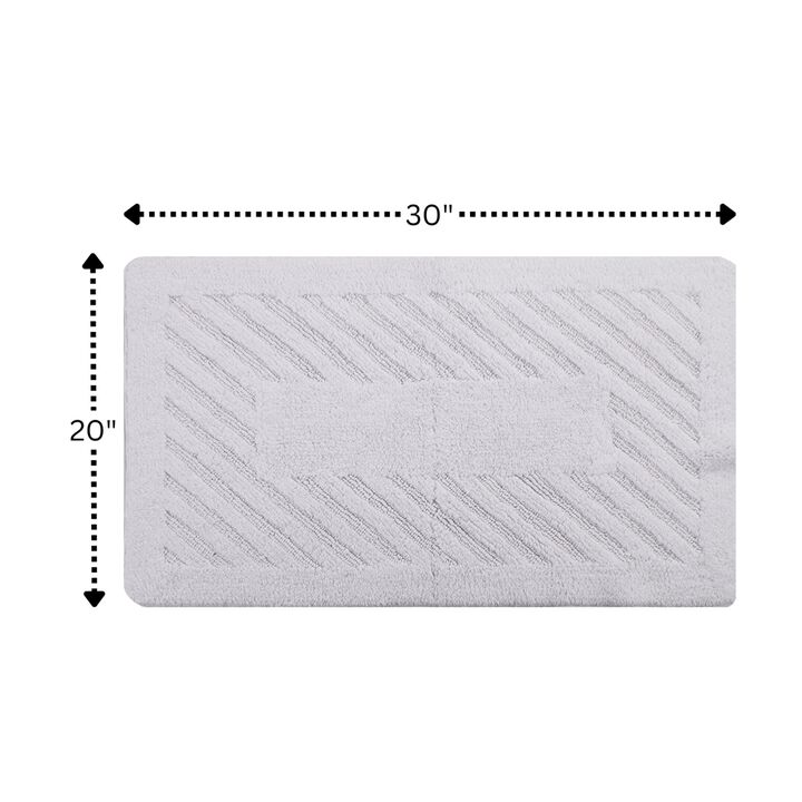 Knightsbridge Diagonal Racetrack 100% Cotton Reversible Bath Rug 20 X 30 White