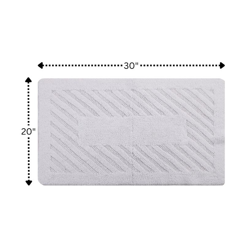 Knightsbridge Diagonal Racetrack 100% Cotton Reversible Bath Rug 20 X 30 White