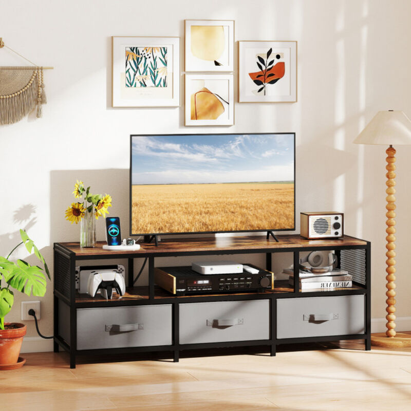 TV Stand with Power Outlets and USB Charging for Functional Design