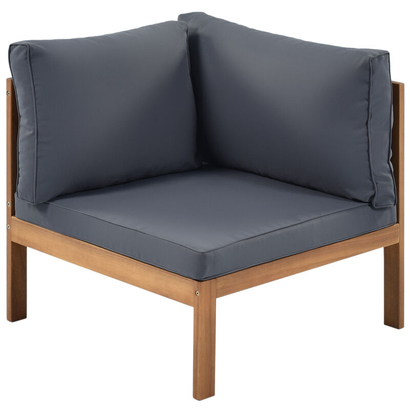 Whisen Wood Structure Outdoor Sofa Set with beige Cushions, Water-resistant and UV Protected texture