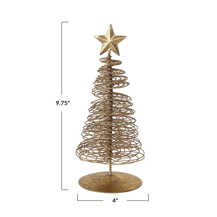 Gold Wire Christmas Tree with Star Topper