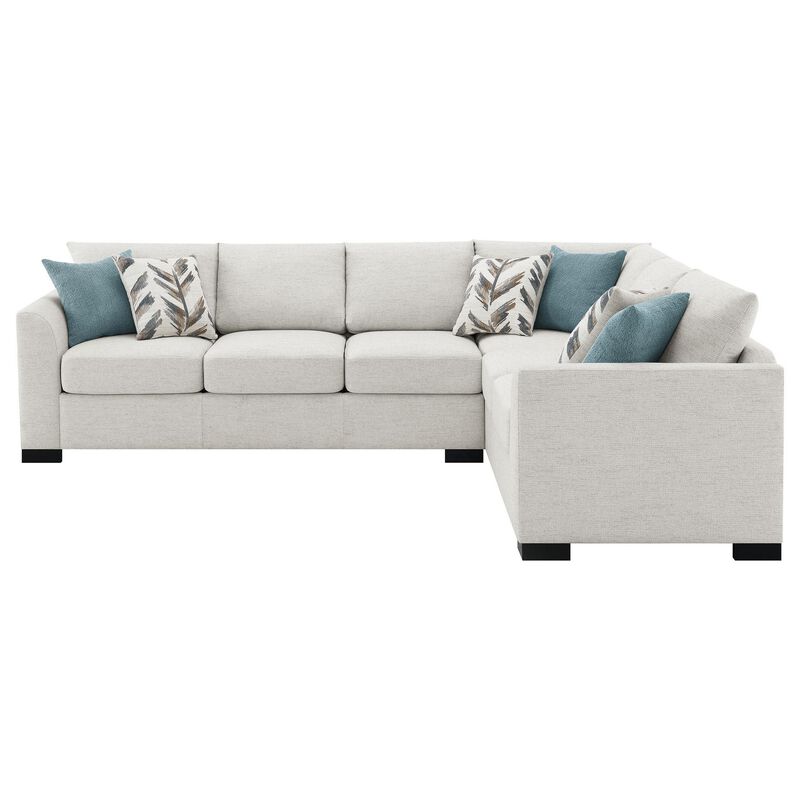 Ashlee Sleeper Sectional Sofa, Greige Chenille, 6 Pillows, 111 Inch - Benzara