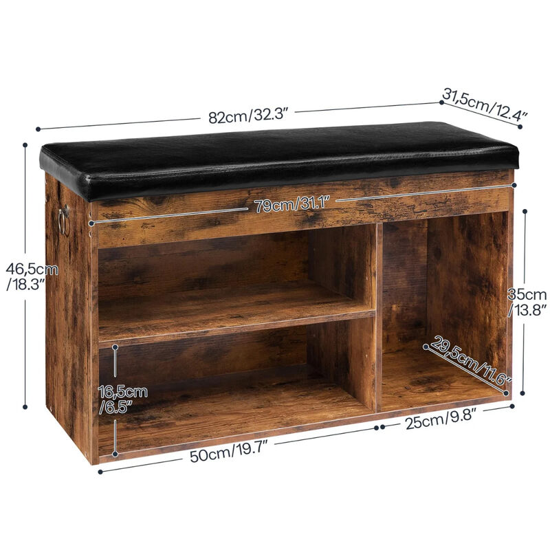 Entryway Shoe Storage Bench with Flip-Top Seat and Padded Cushion-Brown image number 2