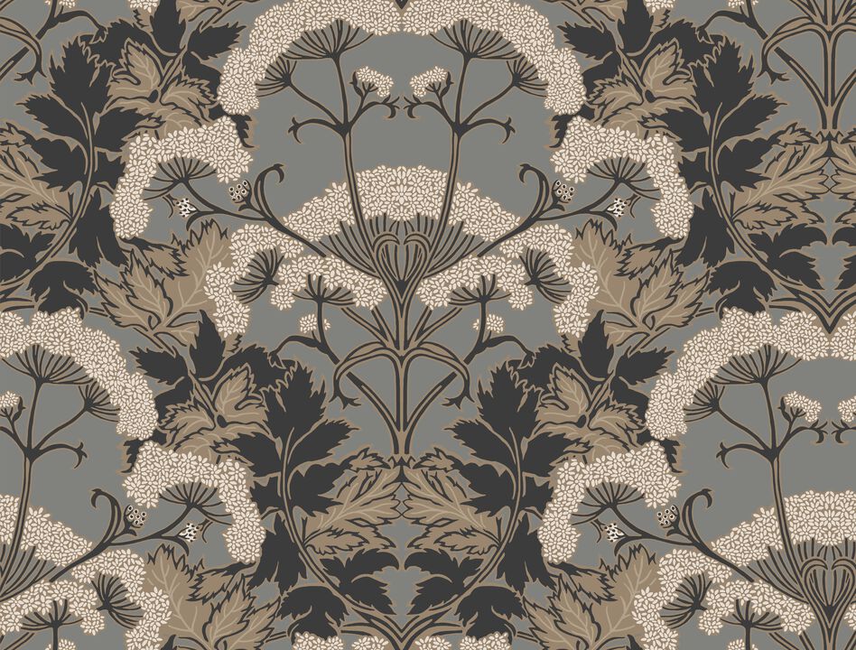 Yarrow Nouveau Charcoal & Gold Wallpaper