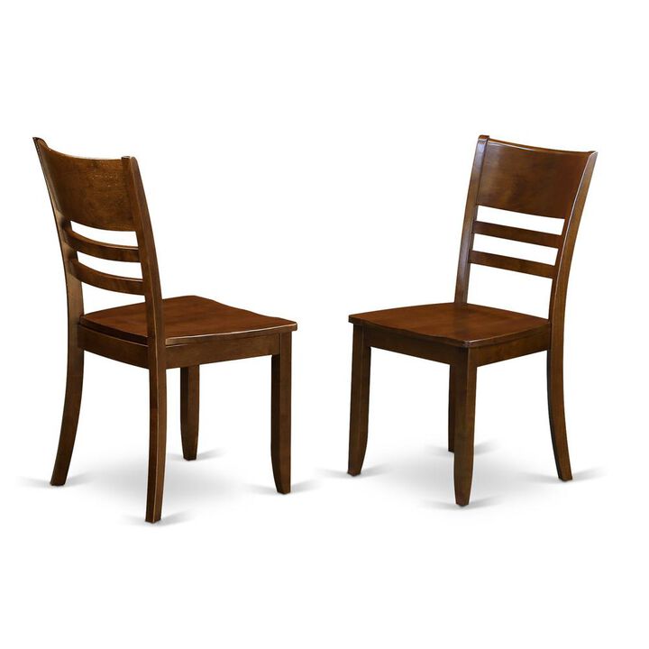 East West Furniture Lynfield  Dining  Chair  with  Wood  Seat  in  Espresso  Finish,  Set  of  2