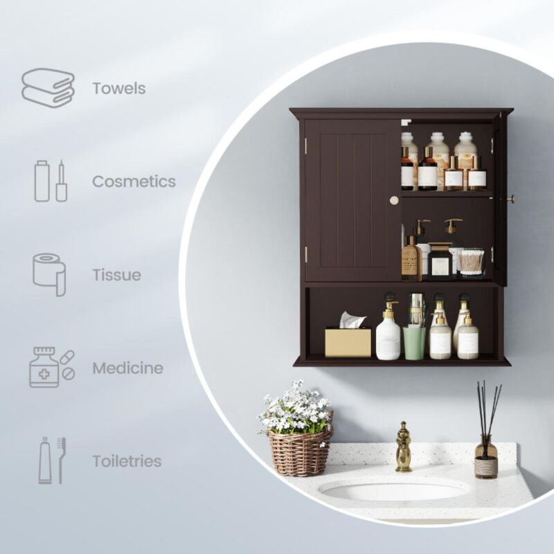 Hivvago Wall Mount Bathroom Cabinet Storage Organizer with Doors and Shelves