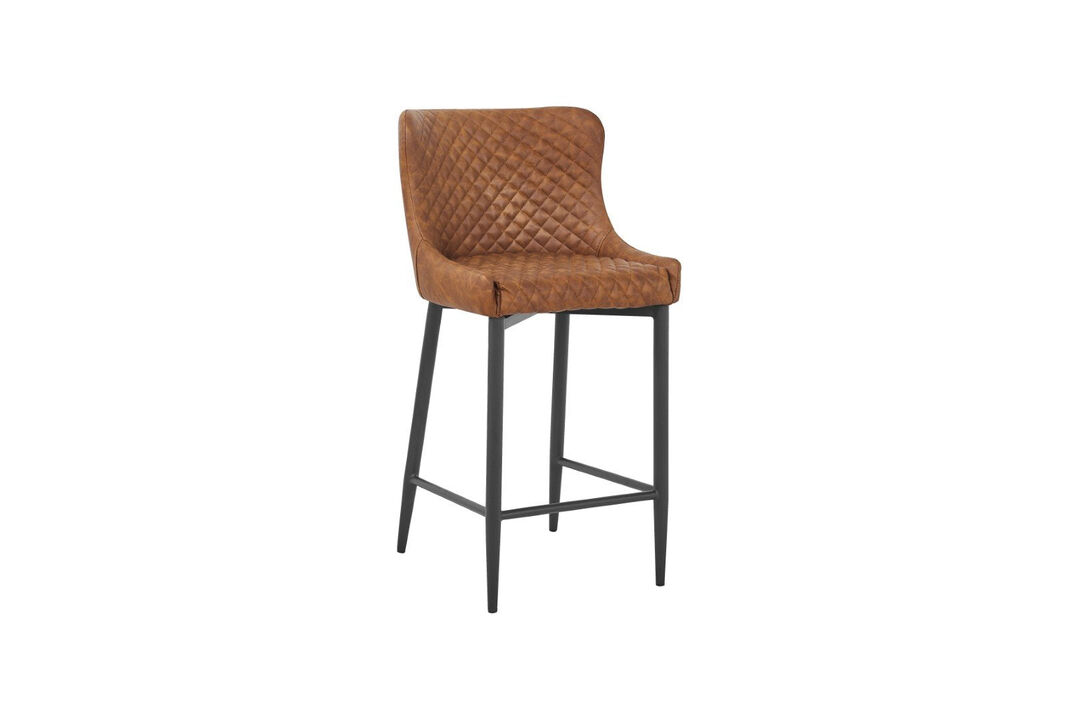 Upholstered barstool W/ Tufted Seat and back, COGNAC 26"