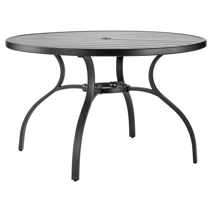 VEVOR Outdoor Patio Dining Table Round Metal Steel Slat Garden Furniture for 4