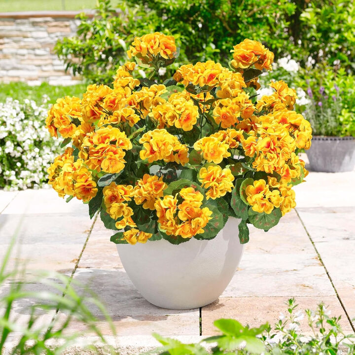 6 Bundle Yellow Artificial Outdoor Plants UV Resistant Garden Porch Decor