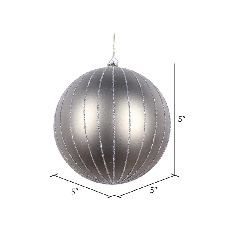 Pewter Matte Glitter Ball Orn 4/bag image number 1