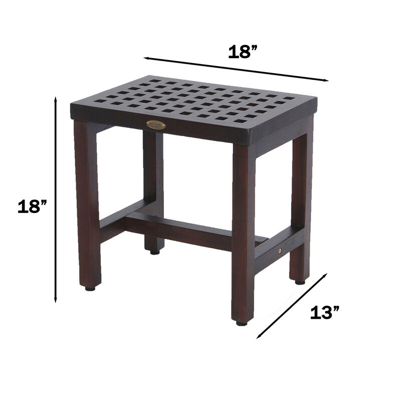 DecoTeak Espalier 18" Teak Wood Shower Bench in Woodland Brown Finish