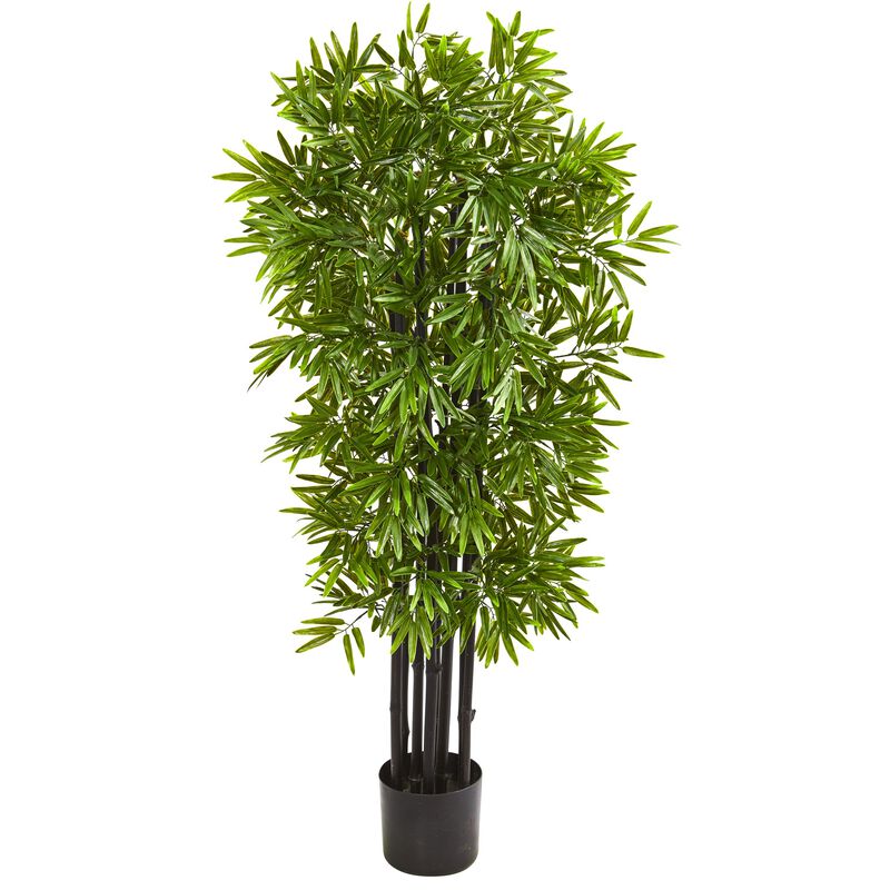 Hivvago 51 Inches Bamboo Artificial Tree with Black Trunks UV Resistant (Indoor/Outdoor)