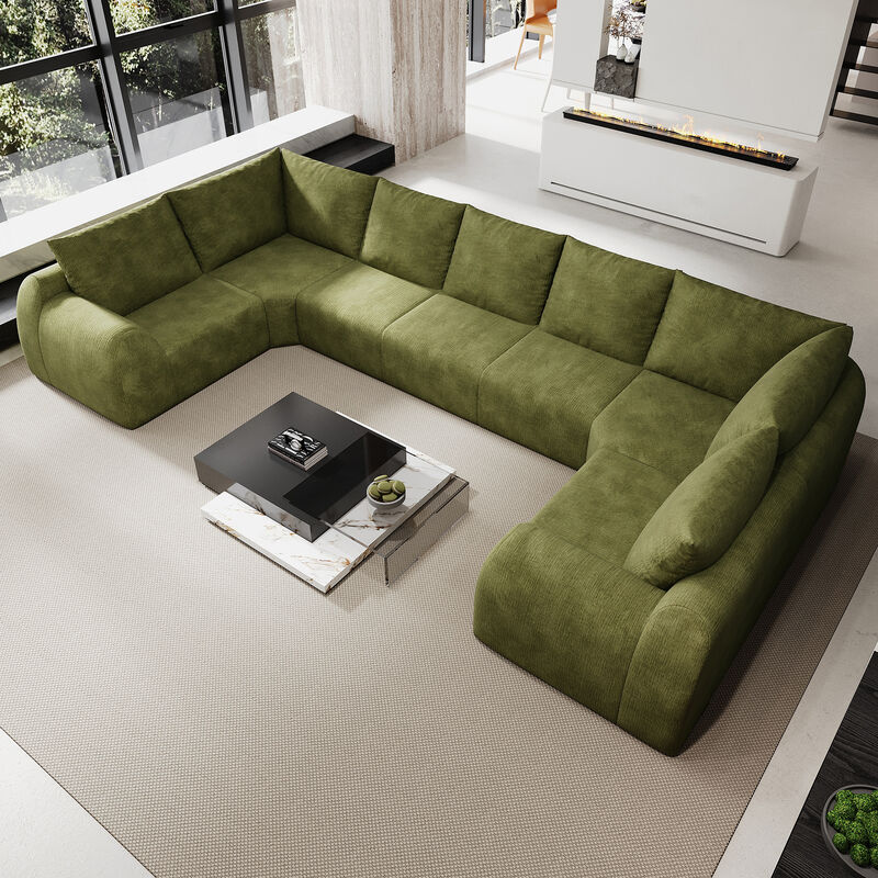 Fron U Shaped Modular Cloud Sectional Sofa image number 2