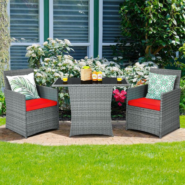 Mondawe 3 Pieces Patio Rattan Furniture Set with Cushioned Armrest Sofa