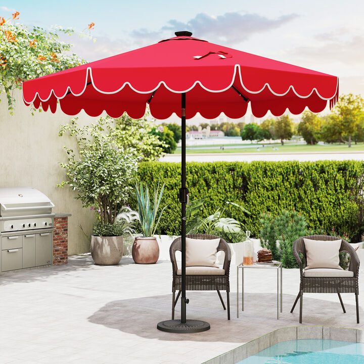Outdoor Umbrella with 24 Solar LED Lights For Garden Dining