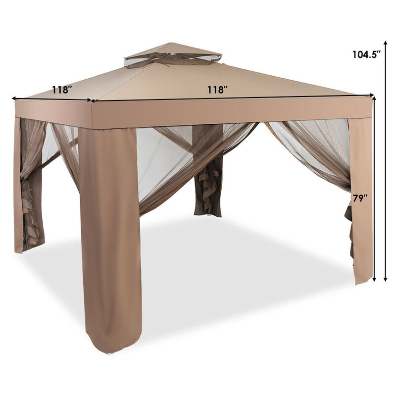 Canopy and Garden Structures Gazebo with Netting for Outdoors-Brown image number 4
