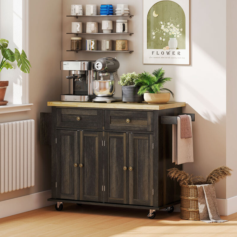 Wooden Kitchen Island &ndash; Freestanding Organizer for Pantry & Kitchen image number 6