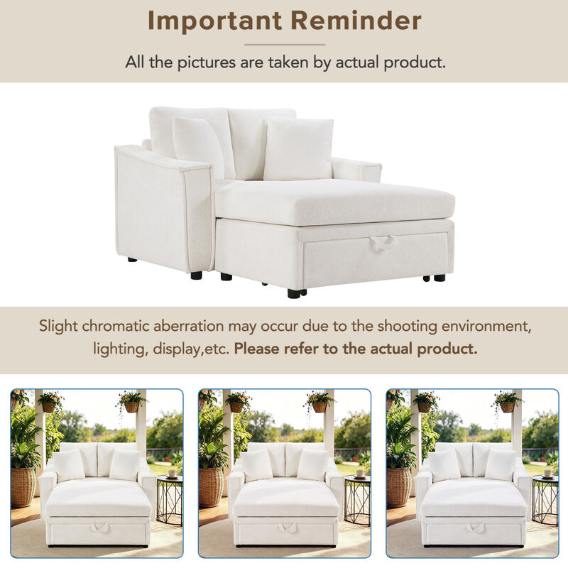 Merax Velvet Oversized Chaise Sofa with Curved Stitched Armrest image number 5