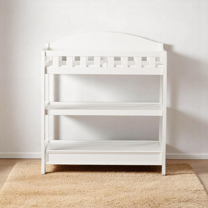 Wood Frame Baby Changing Table with Safety Features &ndash; Pad & Strap Included