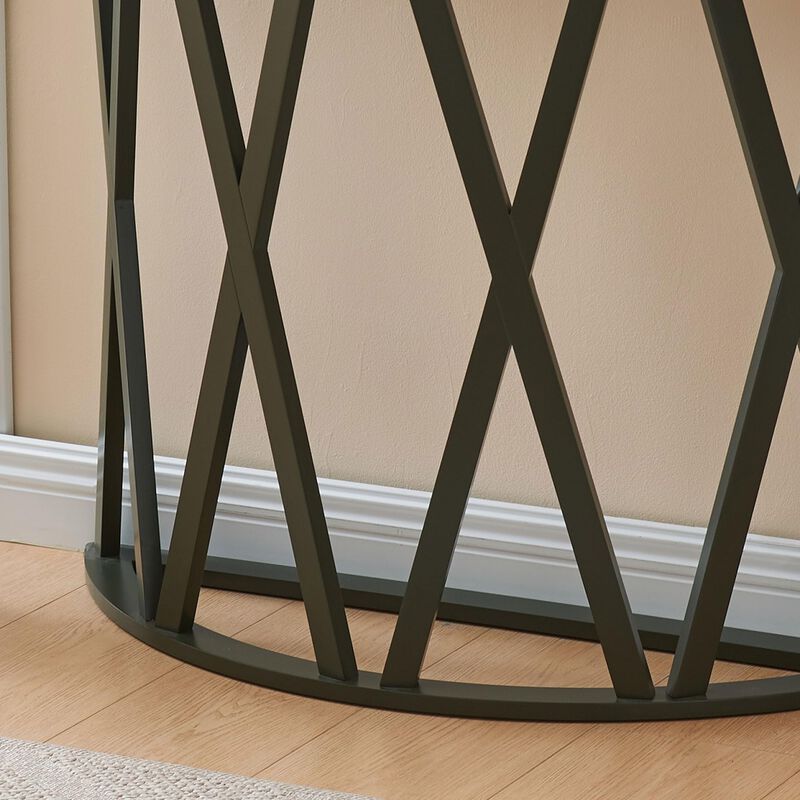 Kings Brand Furniture Vienna Console Table - Semicircular Side Coffee Table for Living Room, Bedroom (White)