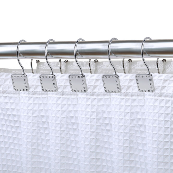 Utopia Alley Rust-Resistant Metal Double Shower Curtain Hooks, Shower Hooks Hangers for Bathroom, Kitchen Utensils, Curtains, Clothing, Towels etc - Set of 12