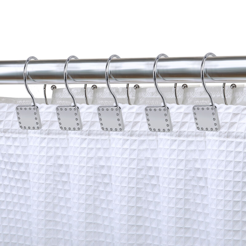 Metal Double Shower Curtain Hooks, Set of 12 image number 1