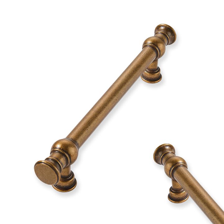 ZAUYX 10-Pack 3-3/4inch(96mm) Hole Center Antique Brass Cabinet Pulls Solid Heavy Duty Kitchen Cabinet Hardware for Cupboard Dra