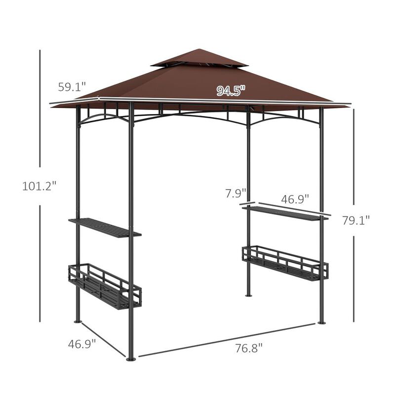 Hivvago 8x5 Barbecue Gazebo Shelter with Double Roof image number 2