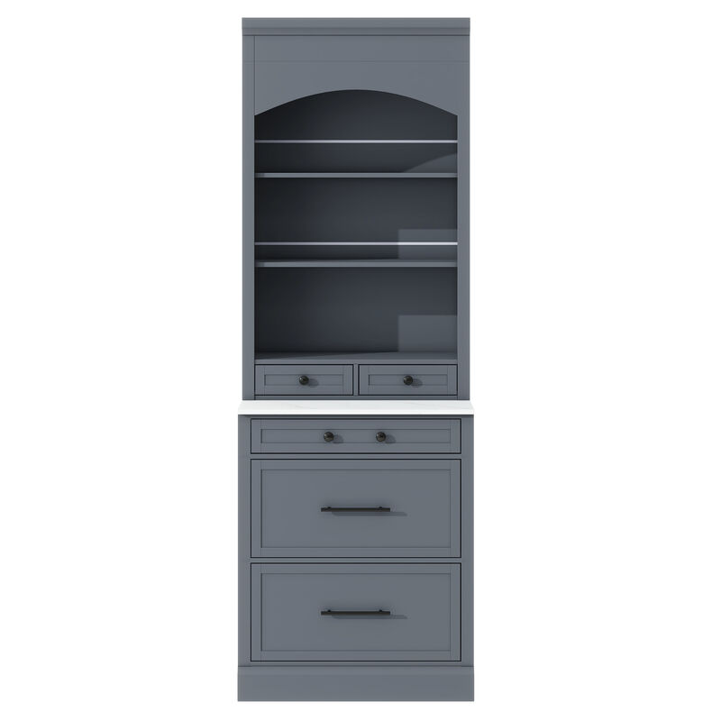 Merax Freestanding Tall Kitchen Hutch with Faux Marble Top
