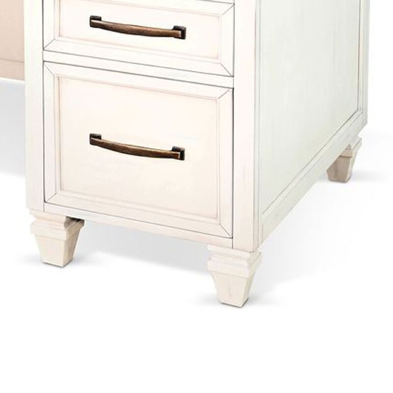Wiz Office Desk, 66 Inch Brown Wood Top, 7 Drawers, White Mahogany Wood image number 3