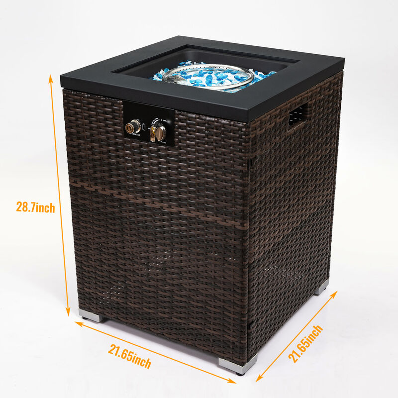 Streamdale Wicker Fire Pit Column With Glass Wind Guard image number 7