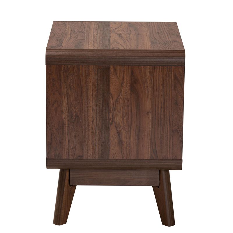 Baxton Studio Markell Mid Century Transitional Walnut Brown Finished Wood 2 Drawer Nightstand