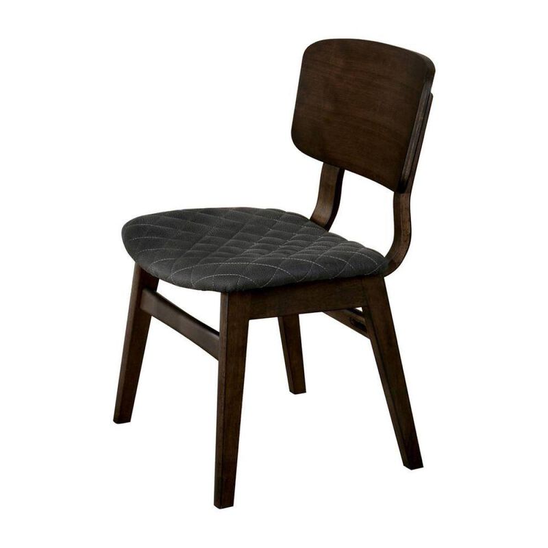 Walnut Finish Mid-Century Side Chairs with Fabric Seat