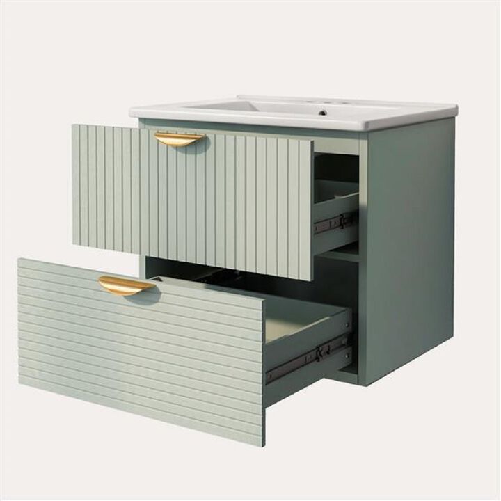 Modern Wall-Mounted Bathroom Vanity with 2 Drawers &ndash; Space-Saving Design