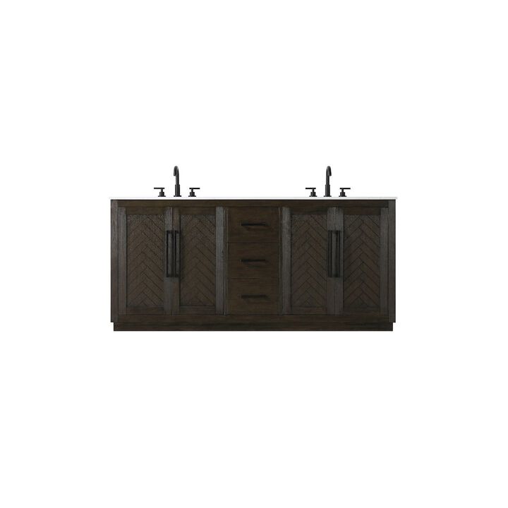 Elegant Kitchen and Bath 72 inch Double Bathroom Vanity in Chocolate Oak