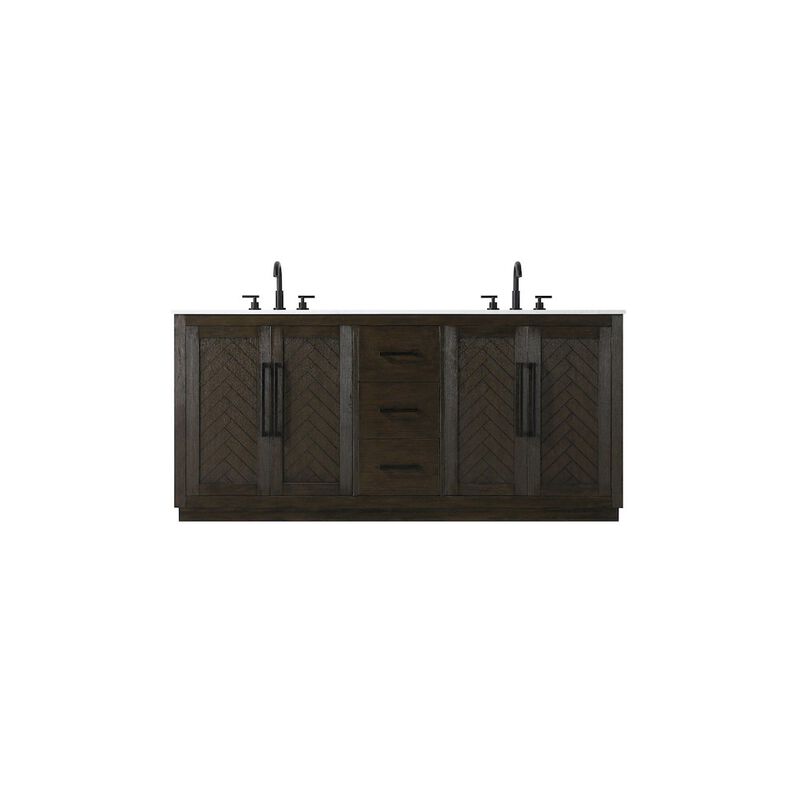 Elegant Kitchen and Bath 72 inch Double Bathroom Vanity in Chocolate Oak