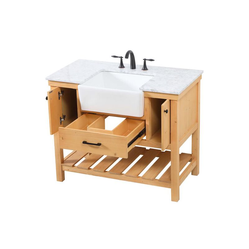Elegant Kitchen and Bath 42 inch Single bathroom vanity in natural wood