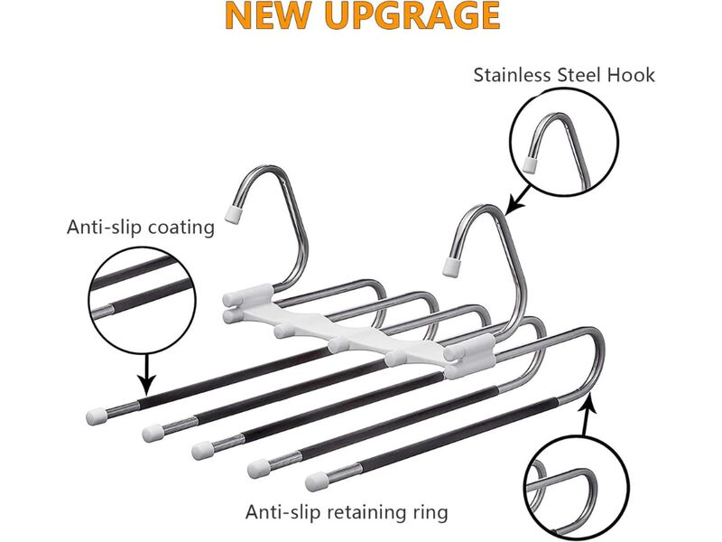 2-Pack Pants Hangers | Space-Saving Metal Closet Organizer | Durable image number 2