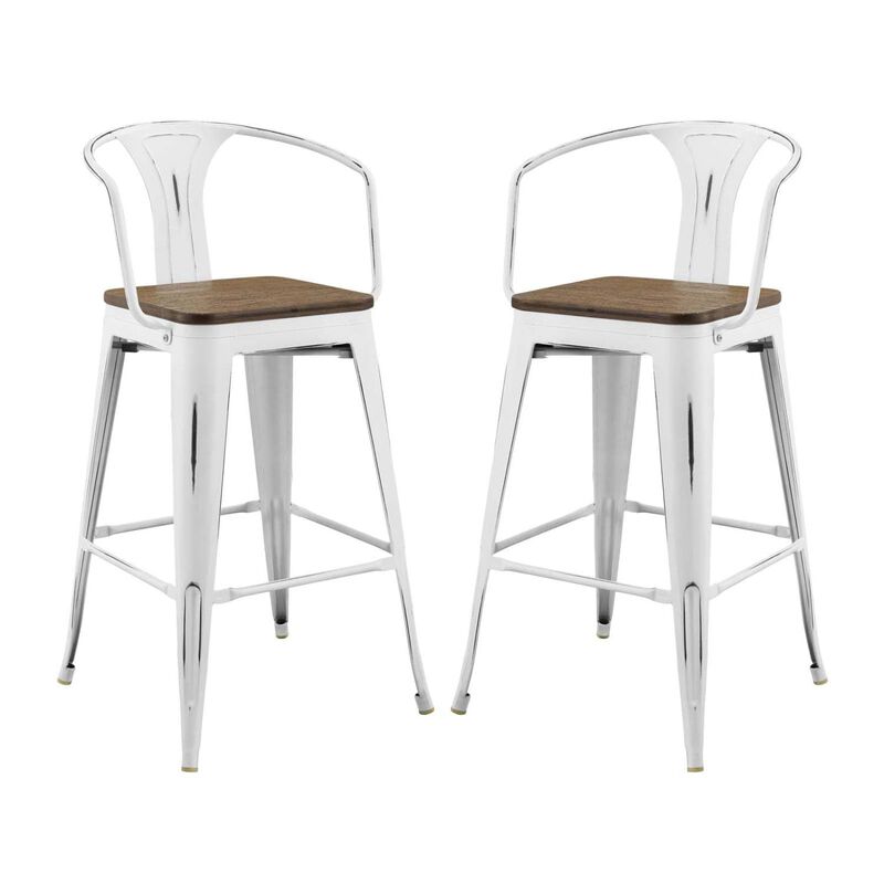 Modway Promenade Bar Stool Set of 2, White image number 0