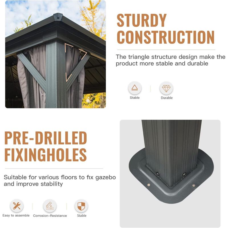 Streamdale 12' X 20' Hardtop Gazebo, Aluminum Metal Gazebo