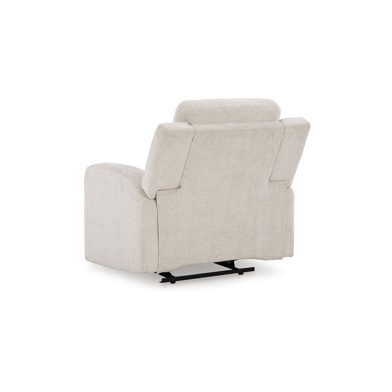 Genna Manual Recliner Chair, Light Beige Polyester, Soft Cushioned - Benzara