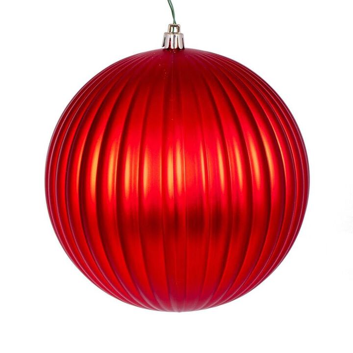 Vickerman 696644-6" Red Matte Lined Ball Christmas Tree Ornament (4 pack) (N222403DMV)